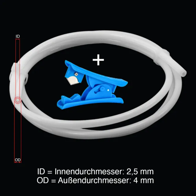 Advanc3D 2x4mm Pneumatik PTFE Schlauch 1m für 1.75mm Filament Tube 3d