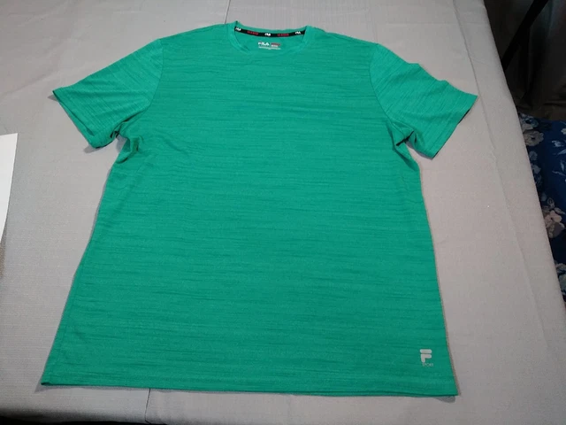 FILA SPORT SHIRT Mens M Green Short Sleeve Live in Motion 18.99