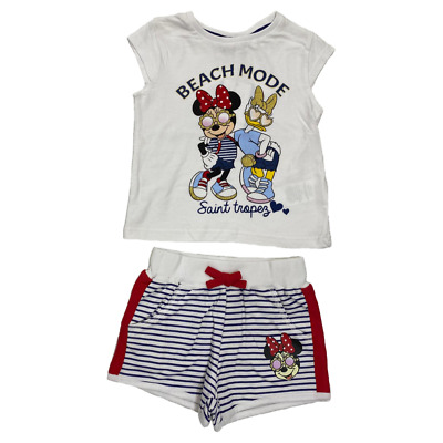 Completo Short + T-Shirt M.c. Minnie E Paperia Disney Bambina 3/8A - Ev1241Blu