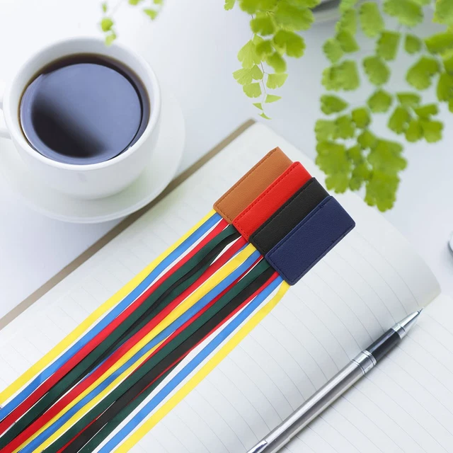 Segnalibri A Nastro In Finta Pelle - 4 Pezzi Con 5 Nastri Colorati, Per Lettura - Foto 5