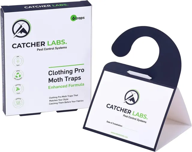 Catcher Labs - Moth Traps for Clothes - 6-Pack Non-Toxic Moth Killer - NEW