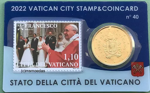 Vatikan 50 Euro Cent Münze 2022 Stamp&CoinCard Briefmarke + Euromünze nach Wahl