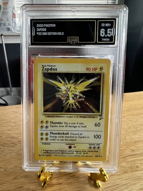 2000 Pokemon Zapsos Base Set 2 Holo Foil Rare 20/130 Gma 6.5