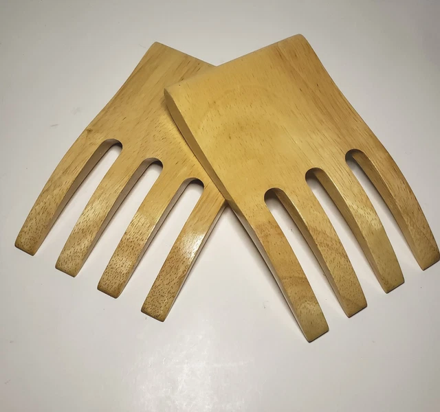 Tenedores para servir cocina maderables con garras de ensalada de bambú