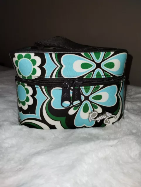 VTG Y2k 90's  Roxy Green Floral Make Up Case Bag Luggage📦Free Shipping📦