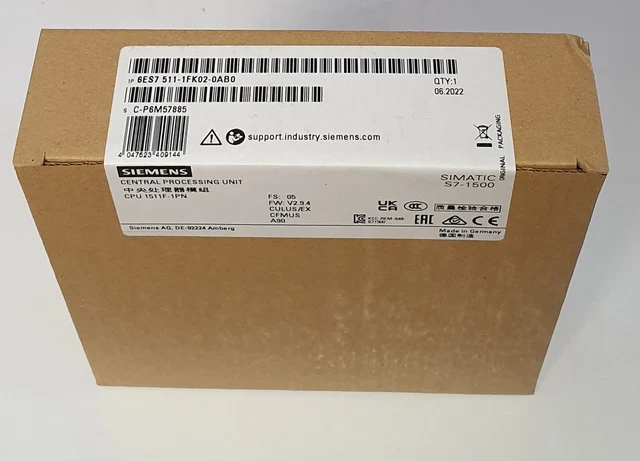 Siemens SIMATIC S7-1500F CPU 1511F-1 PN, 6ES7 511-1FK02-0AB0 6ES7511-1FK02-0AB0