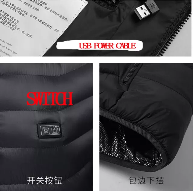 Hooded thermal clothes men women USB Electric Heated Jacket Warm Coat Couplevest 2