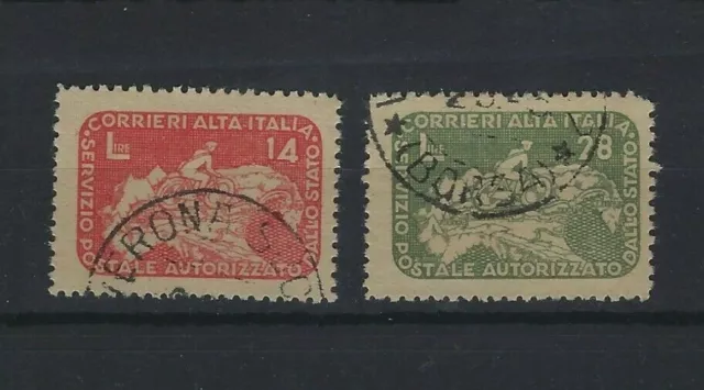 ITALIA Luogotenenza 1945 - CORALIT Ciclista su carta geografica - 14 l. e 28 l.