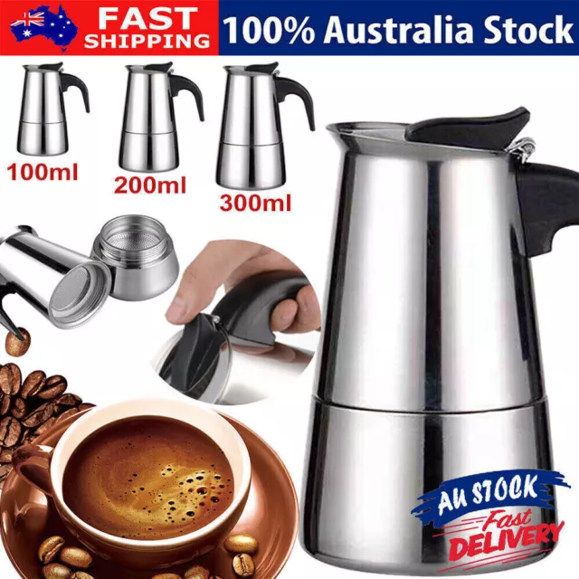 2/4/6 Cup Espresso Maker  Moka Percolator Stove Top Stainless Steel Coffee Maker 2