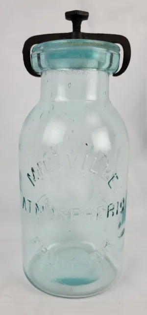 1870's RB#2181 MILLVILLE ATMOSPHERIC Quart Fruit Jar Bottle w/ Lid & Clamp