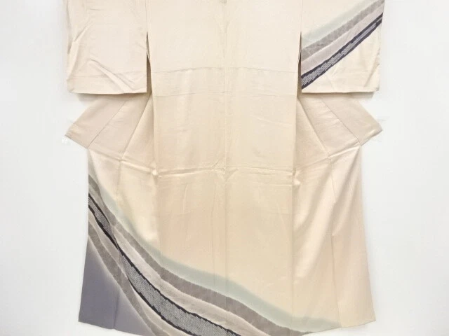 39883# Japanese Kimono / Antique Kimono / Shibori / Diagonal Stripes