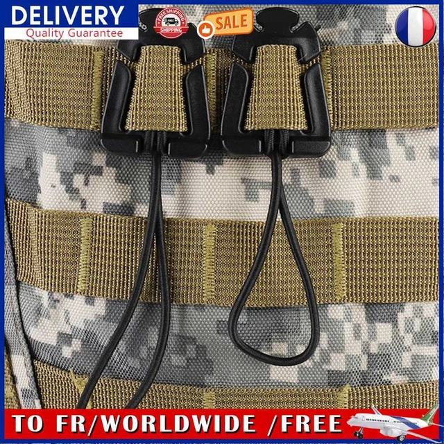 2pcs/lot Molle Backpack mousqueton EDC outil élastique corde sangle Buckle pour