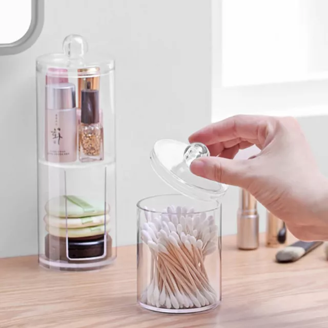 Acrylic Multifunctional Round Qtip Container Cosmetic Makeup Cotton Pad Jewe-wf