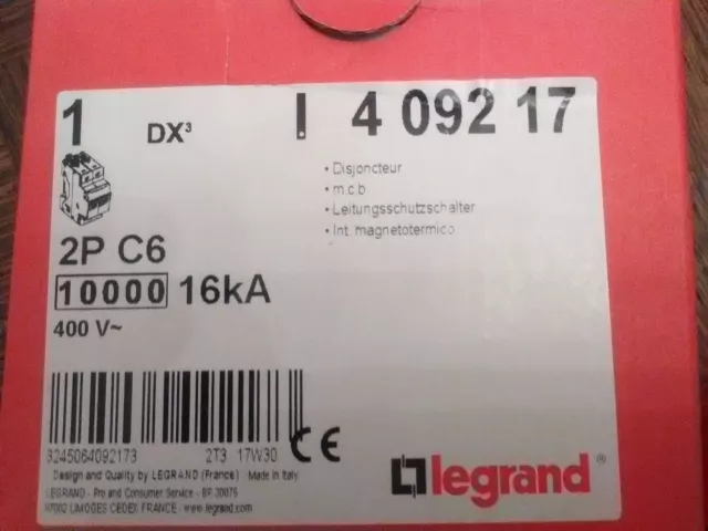Disjoncteur DX³ 2P 400V 20A Legrand