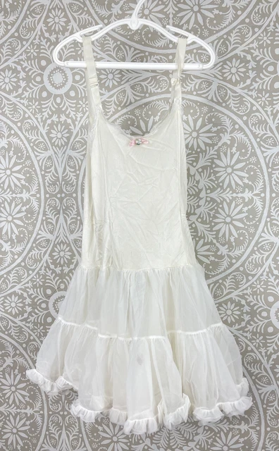 Vintage Her Majesty Girls Dress White Full Slip Lace Petticoat Ruffle Size 7