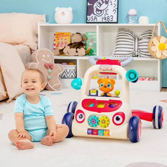Caminador para Niños con Panel Juguete, Andador con Música y Luces 4 Ruedas