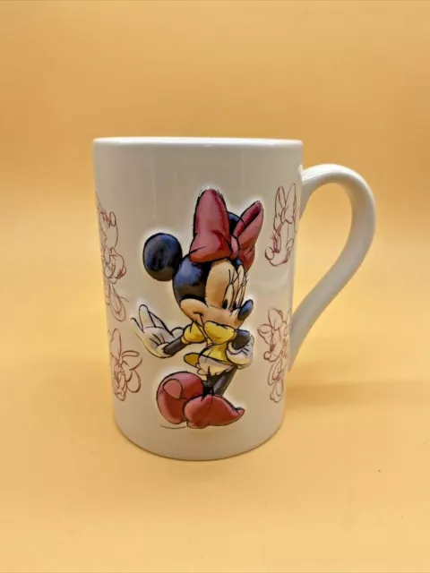 Disney Store Exclusive Large Pink Minnie Mouse Sketch 3D Detail Ceramic Mug