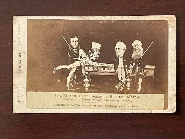 Antique CDV Grand Cambridgeshire Billiard Match Conservatives vs Liberals RARE!