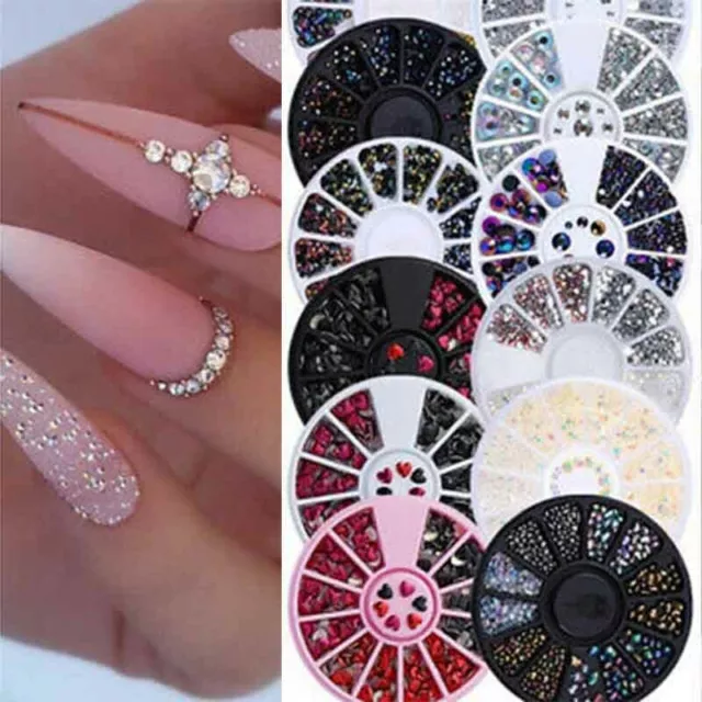 3D Nail Art Rhinestones in Wheel Glass Crystals Gems Beads Charms Glitter  Decors