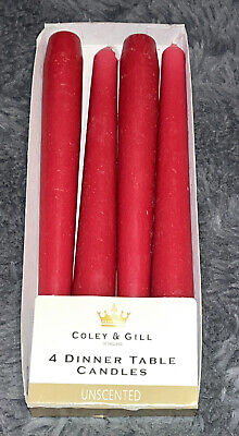 4 velas rojas de mesa de cena Coley & Gill sin perfume