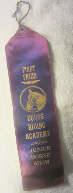 1 vintage  Ribbon Duros Riding Academy Junior Horse Show Prize,Ohio,!st