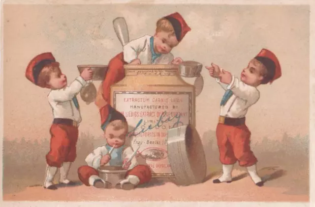 Scarce 1873 Early Liebig Trade Card S42 Cadets Eating Series Children III French