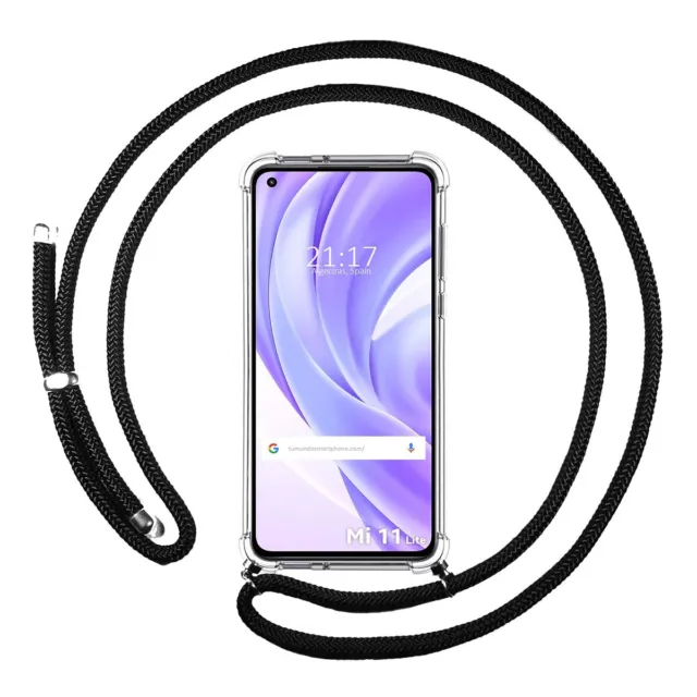 Funda Colgante Transparente para Xiaomi Mi 11 Lite 4G/5G/5G NE con Cordon Negro