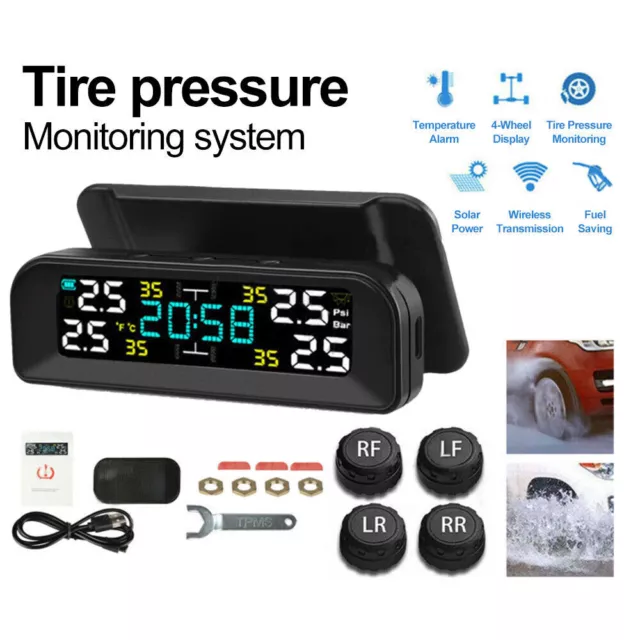Solar Wireless Car TPMS Sistema di monitoraggio della pressione dei...