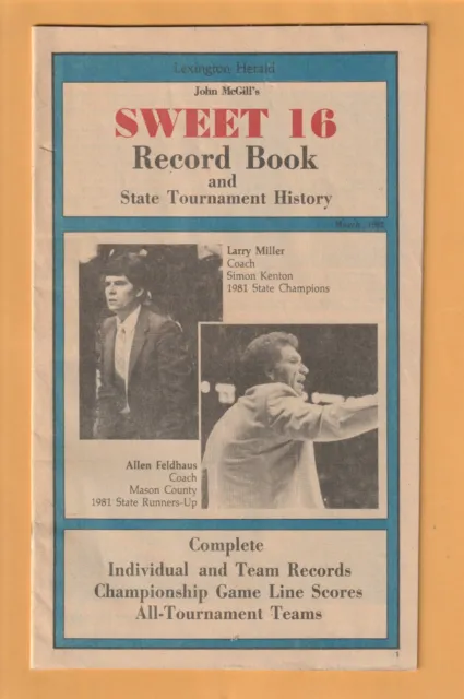 1982 Kentucky Sweet 16 Record Book Wes Unseld King Kelly Coleman Jack Givens B2A