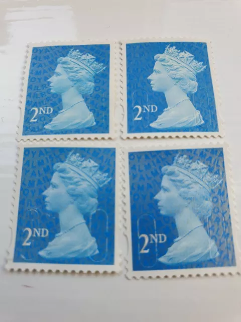 200 X ROYAL MAIL 2nd Class BLUE Unfranked Stamps no gum off paper Genuine SECOND