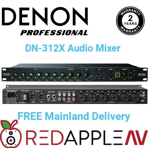 Denon Professional DN312X 12-Kanal 6-Mono/3-Stereo i/P Rackhalterung Audiomixer 1 HE