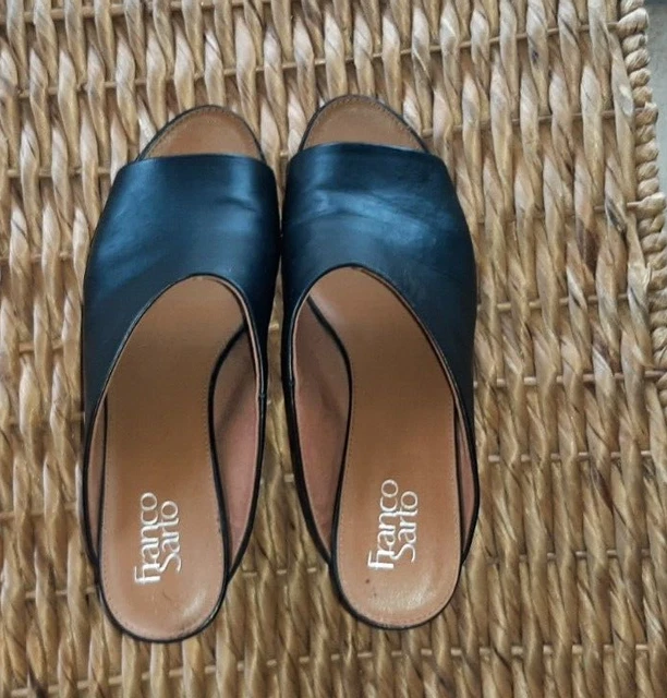 FRANCO SARTO SANDALS Womens 8.5 M D orsay Flats Silver Leather