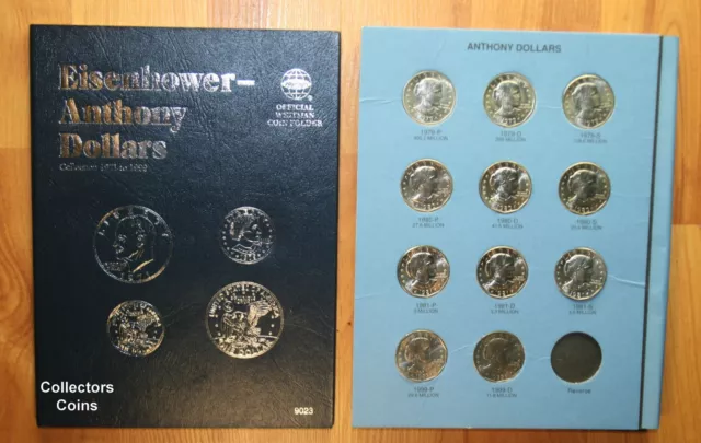 1979-1999  $1 Susan B Anthony Dollar Complete 11 coin PDS BU Set wWhitman Folder