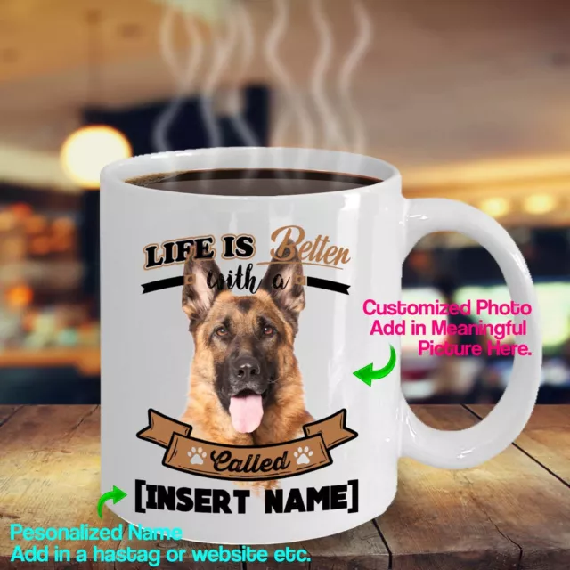Personalized German Shepherd Coffee Mug Life Better Dog Unique Cute Ceramic Cup