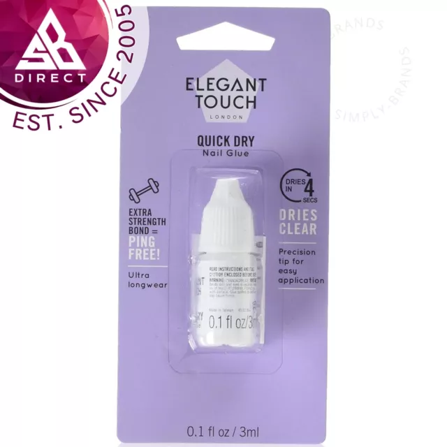 Elegant Touch 4 Second Protection Transparent Rapide Sec Ongle Colle │ 3ml │ For