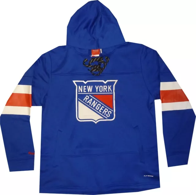 New York Rangers Reebok Face Off Skate Blue Hooded Sweatshirt Mens $75 New Tags