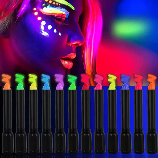 12 Color Glow in the Black Light Body Face Paint for Kids Adult, UV Black Light