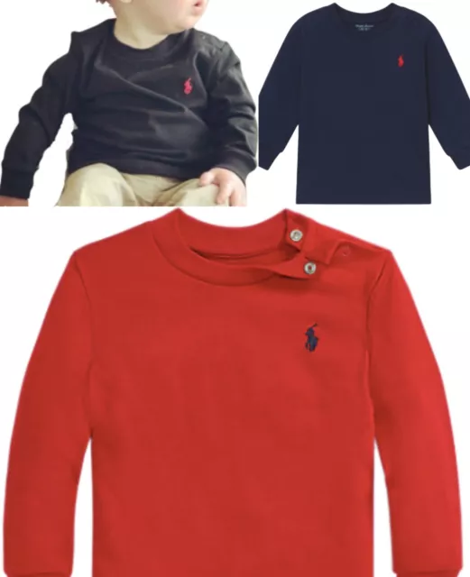 Baby Boys Girls Ex Ralph Lauren T shirt top long sleeve basic 3 6 9 12 18 24