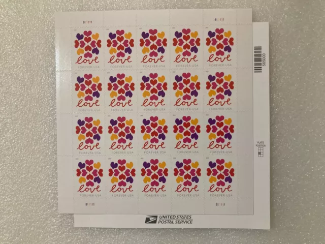 2 PANE of 20 USPS Hearts Blossom Love 2019 Self-Adhesive Forever Stamp 2 BOOKLET