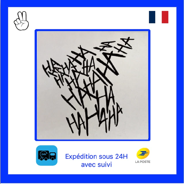 Stickers autocollant adhésif HAHAHA noir