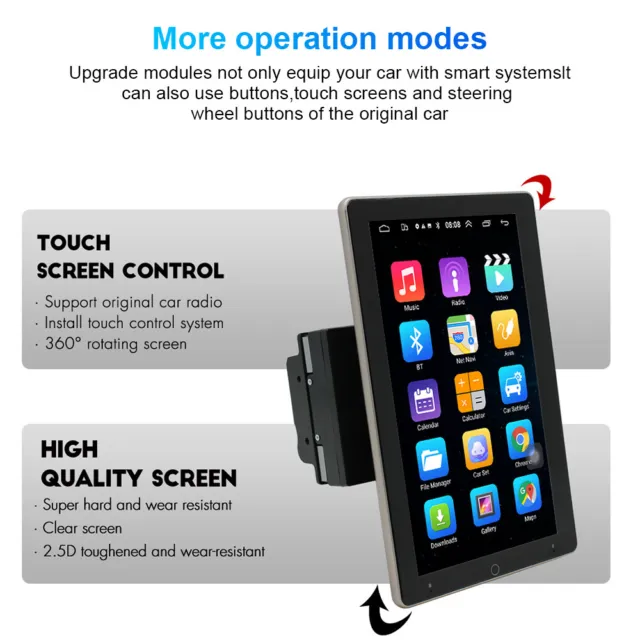 10.1'' Android 11 Rotatable Touch Screen Car Stereo Radio GPS Wifi 2DIN 1+16G