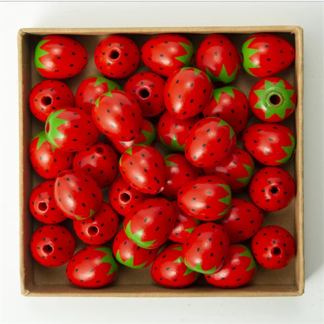10X Strawberry Rot Hemu Holzperlen Dekoration Schmuckherstellung Hanfseil Quaste 5