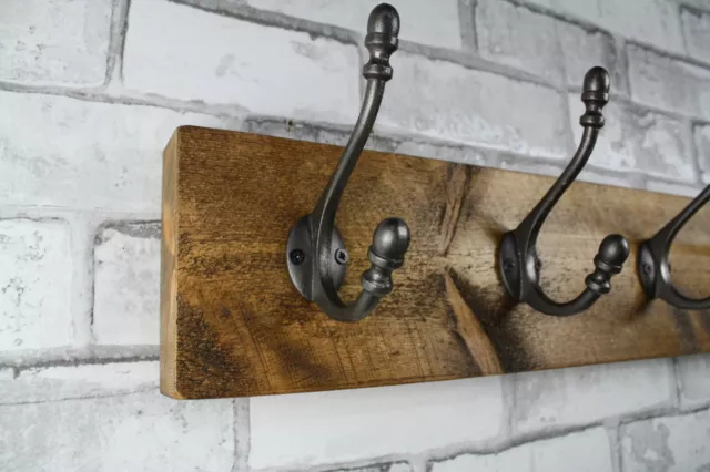 Victorian Wooden Coat Rack Vintage Handmade Cast Iron Hook Coat Hooks