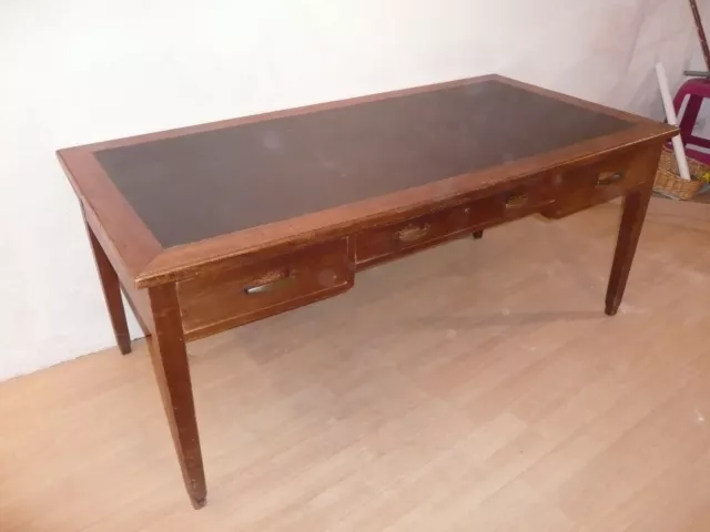 Bureau en bois ancien plat grande taille début 20 siècle table vintage  1,80 m