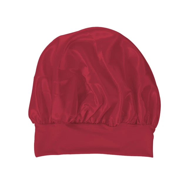 Women Night Sleep Hair Cap Satin Adjustable Curly Hair Styling Hat (Red) FS2#