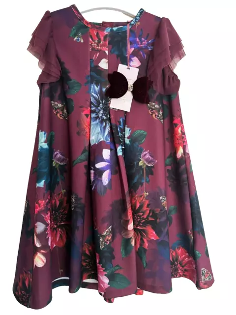 BNWT 🎀 TED BAKER 🎀girls floral party dress age 5-6 years new Opal burgundy new