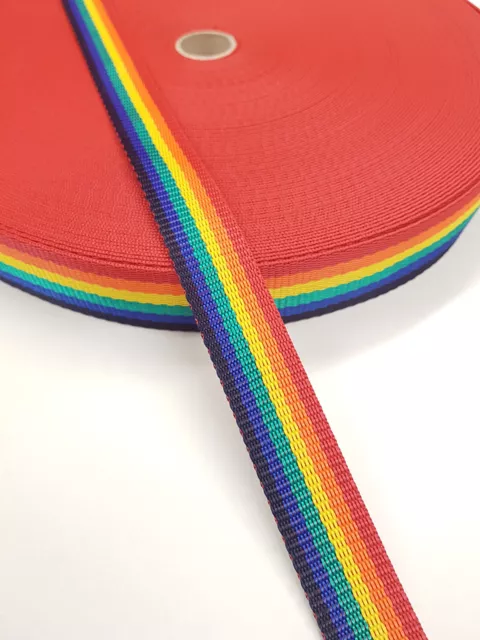 Helles Regenbogengurtband 50 m Rolle 25 mm breit Polsterung Nähen Handwerk Zopf Rand 2