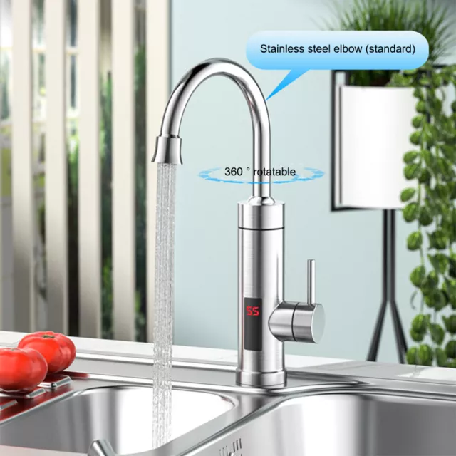 Electric Heating Tap Kitchen Bathroom Fast Instant Hot Water Heater Faucet LED