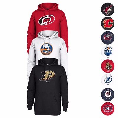 NHL Reebok TEAM COLORE "Jersey Crest" PRIMARIO Logo Pullover Felpa con cappuccio in pile Uomo