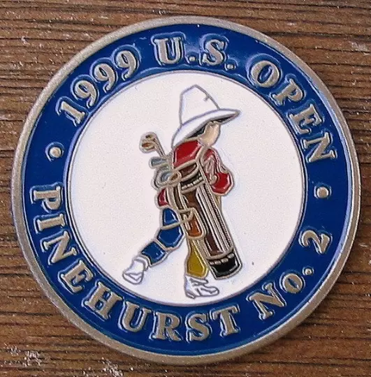 1999 Us Open Handpainted Embossed Old 1" Coin Golf Ball Marker Pinehurst No. 2